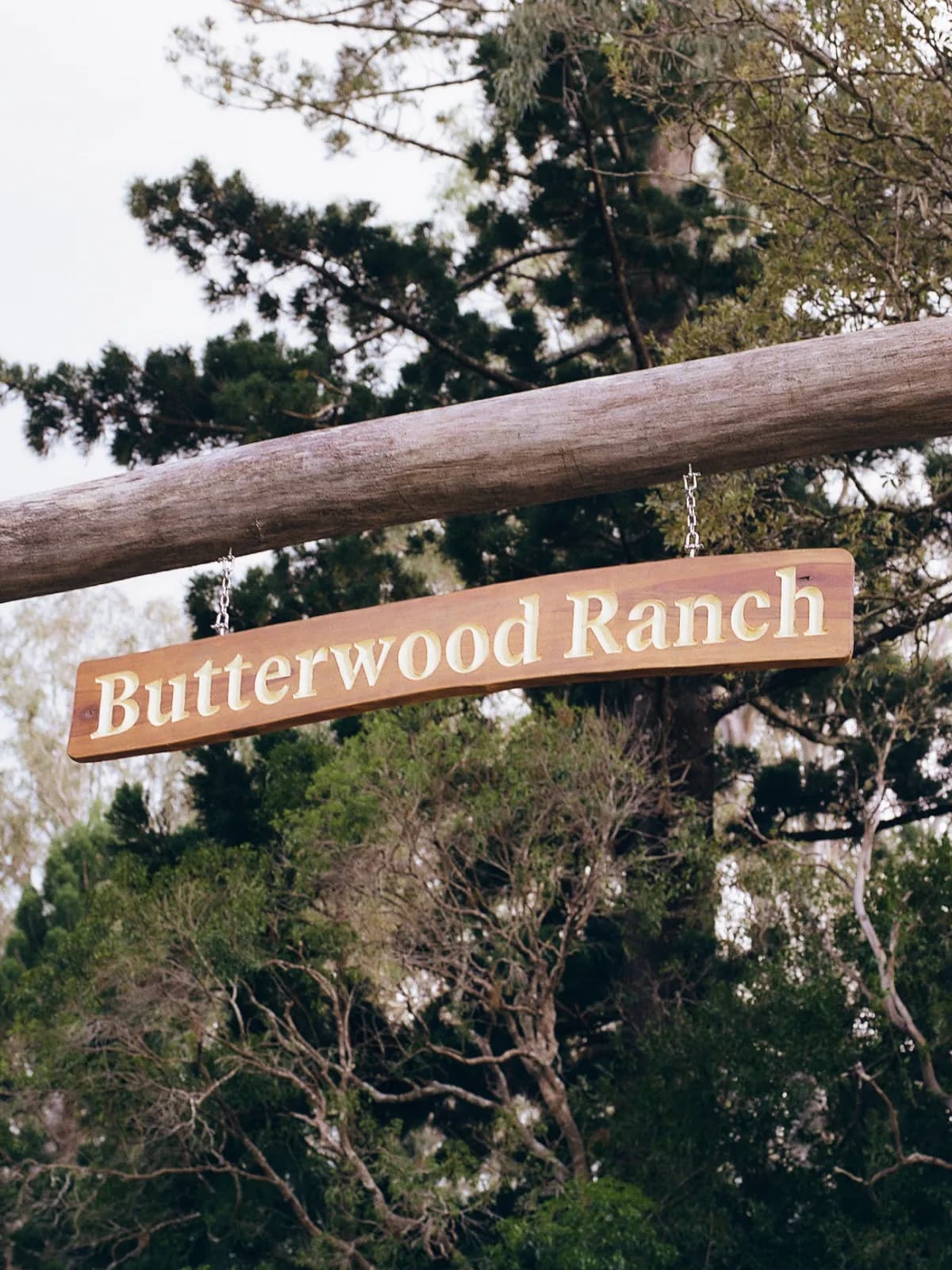 An image of the butterwood ranch sign with trees in the background Claudia Smith