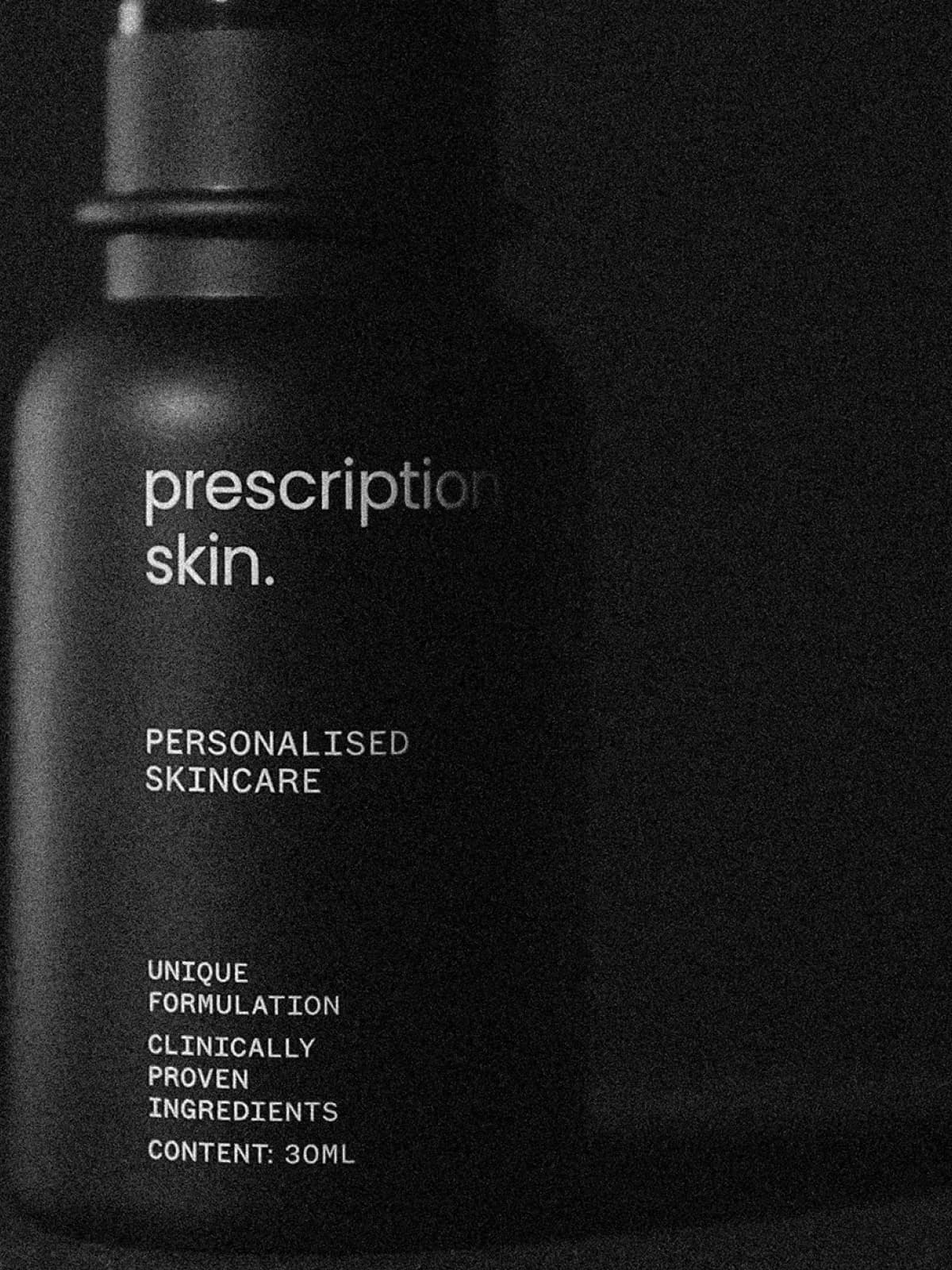 A close up of the prescription skin bottle design